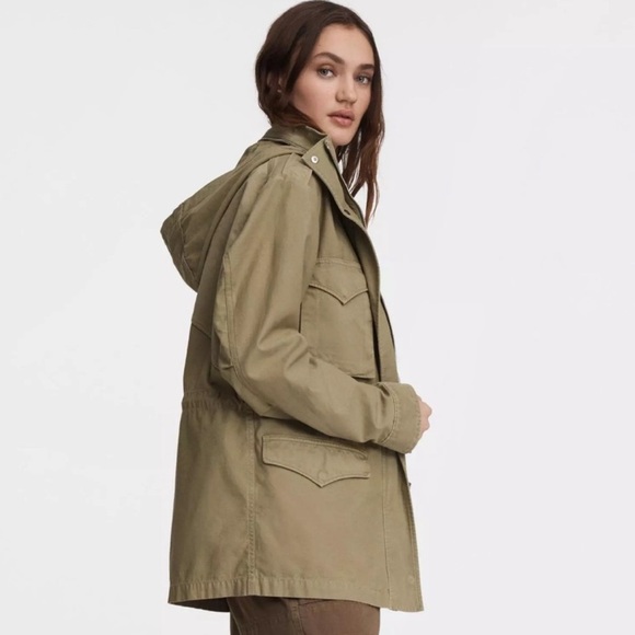 Rag & Bone M65 Field Cotton Utility Full Zip Hooded Jacket Moss Green NWT XXS - Picture 5 of 14